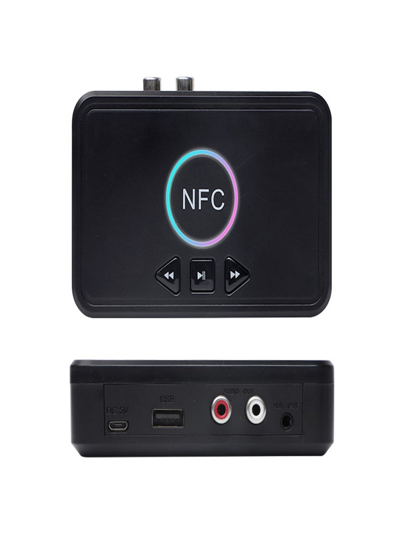 NFC Bluetooth 5.0 Receiver Wireless Audio Receiver Adapter with Microphone RCA AUX Out U Disk Music Playback for Headphones Speaker Home Audio System - Image 1